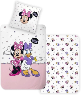 Disney Wendebettwäsche Disney Home Minnie & Daisy Wendebettwäsche 135x200 Kissenbezug 80x80, 2 teilig, Mit Reißverschluss, 100% Baumwolle