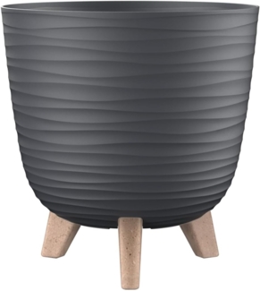 Engelland Blumentopf Pflanztopf mit Füßen (Vorteils-Set, 1 St, robuster PP-Kunststoff), Wellenoptik, rund, UV-resistent, Drainagesystem, direkte Bepflanzung