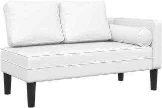 vidaXL Chaiselongue mit Kissen Weiß Kunstleder, 116,5 x 62 x 57,5 cm