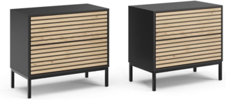 Nachttisch Eliza Goldkraft Eiche/Anthrazit 2er set Vicco