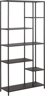 AC Design Furniture Norbert Asymmetrisches Doppel-Bücherregal mit 5 Ablagen, B: 79,5 x H: 165 x T: 30 cm, Schwarz, Metall, 1 Stk.