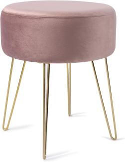 Zedelmaier Runder Sitzhocker Schminktisch Hocker Ottoman Gepolsterter Hocker Metallstütze Pink