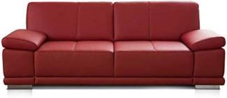 CAVADORE 2,5-Sitzer Sofa Corianne / Kleine Echtleder-Couch im modernen Design / Mit Armteilverstellung / 192 x 80 x 99 / Echtleder rot