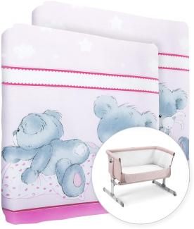Baby Comfort Spannbetttuch für Kinderbett, 100 % Baumwolle, für 83x50 cm, Mika Pink, 2 Stück