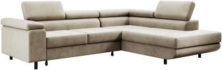 Designer Sofa Costa mit Schlaf und Klappfunktion Beige Rechts