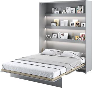 MEBLINI Schrankbett Bed Concept - BC-12 - 160x200 cm Vertikal - Grau Matt mit Matratze - Wandbett mit Lattenrost - Klappbett mit Schrank - Wandklappbett - Murphy Bed - Bettschrank