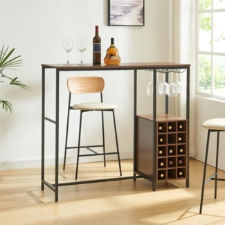 Bartisch Trøndelag 120x40x105 cm mit Weinregal für 15 Flaschen [en. casa]