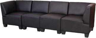 Modular 4-Sitzer Sofa Couch Lyon, Kunstleder ~ schwarz, hohe Armlehnen