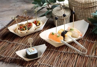 50 Fingerfood - Schalen, Holz "pure" 21,5x10 cm "Schiffchen"