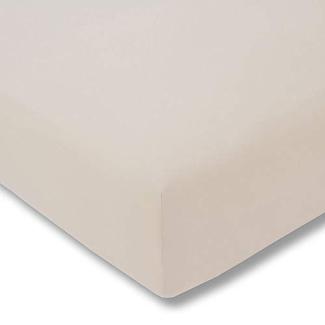 ESTELLA Spannbetttuch Feinjersey | beige | 150x200 cm | passend für Matratzen 140-160 cm (Breite) x 200 cm (Länge) | trocknerfest und bügelfrei | 100% Baumwolle