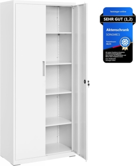 Songmics Aktenschrank mit 5 Ebenen, Stahl mattweiß, 80 x 40 x 180 cm