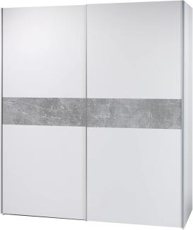 Schwebetürenschrank 170cm Weiß Beton optik