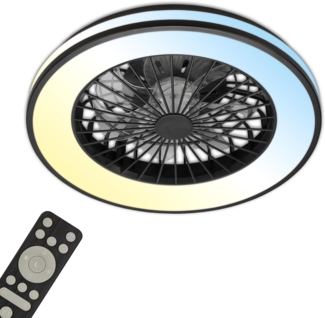 Briloner Leuchten LED Deckenleuchte Deckenventilator mit Licht dimmbar Nachtlicht, LED fest integriert, CCT - Farbsteuerung, 48,5x14,5 cm, 49 Watt, Schlafzimmer, Wohnzimmer