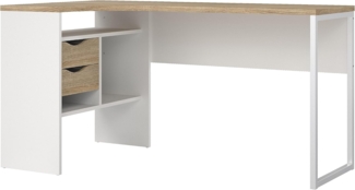 'Plus' Eckschreibtisch mit 3 Ablagen, weiß/Eiche Dekor, 76,8 x 81 x 145,1 cm