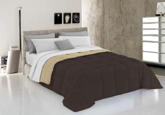 Italian Bed Linen Wintersteppdecke Elegant, Braun/Creme, Doppelte, 100% Mikrofaser, 260x260cm