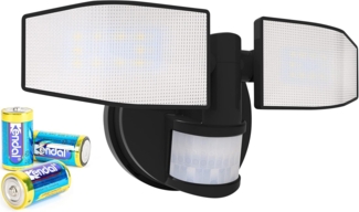 Northpoint LED Wandstrahler Bewegungsmelder 2 Fluter-Köpfe Schwenkbar Batterie 400L