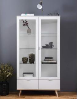 Vitrine >Dalarna< in Weiß aus Metall - 100x185x40cm (BxHxT)