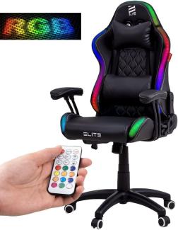 ELITE Gaming Stuhl Pulse für Kinder - Ergonomischer Bürostuhl - Schreibtischstuhl - Chefsessel - Sessel - Racing Gamingstuhl - Drehstuhl - Chair - Kunstleder (Schwarz/Weiß RGB)