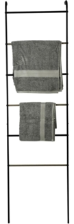 Amazon Marke - Movian,Leiter Kleiderständer aus Metall,6 Stangen und 2 abnehmbare Haken im Lieferumfang enthalten,Wohnzimmer, Eingang-Metal Garment Rack PI-L160, Schwarze Eiche, 45 x 14 x 161 cm