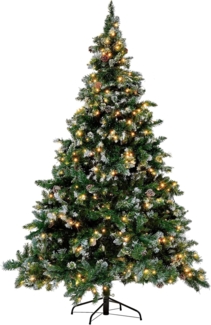 Künstlicher Weihnachtsbaum mit LED Beleuchtung Schnee bestreut 210 cm grün PALOMAR