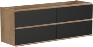 Vente-unique - Waschbeckenunterschrank hängend - 150 cm - Holzfarben hell & Schwarz - SABURI