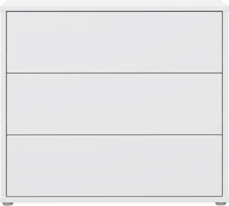 Forte Alice Springs Kommode 100, Moderne Kommode mit 3 Schubladen, Schlafzimmer, Wohnzimmer, Holzwerkstoff, Weiß, 94,8 cm breit x 83,1 cm hoch x 34,9 cm tief