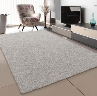 SANAT Teppich Wohnzimmer - Creme Hochflor Langflor Teppiche Modern, Größe: 120x170 cm