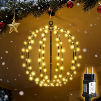 Salcar LED Kugelleuchte LED Weihnachtsdeko Lichterkette Außen 30cm 120 LED Kugel Lichter, Stecker, LED fest integriert, Weihnachtsbeleuchtung mit Timer, Speicherfunktion, 8 Modi