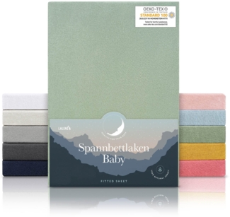 Laleni 2er-Set Basic Spannbettlaken Stubenwagen rechteckig 42x81 cm - Oeko-Tex Zertifiziert, 100% Baumwolle, atmungsaktives Spannbetttuch Jersey Baby, 135 g/m², Summer Green - Grün