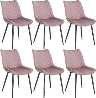 WOLTU® Esszimmerstühle BH209rs-6 6er Set Küchenstuhl Polsterstuhl Wohnzimmerstuhl Sessel mit Rückenlehne, Sitzfläche aus Samt, Metallbeine, Rosa