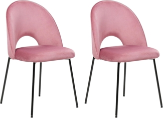Esszimmerstuhl 2er Set COVELO Samtstoff Rosa