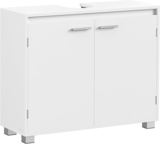 VASAGLE Waschbeckenunterschrank, Badezimmerschrank, 2 Fächer hinter den Türen, für Waschbecken ohne Säule, Badezimmer-Unterschrank mit Füßen