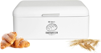 Großer Brotkasten aus Metall im Retro Look Rollbrotkasten Brotbehälter Weiß
