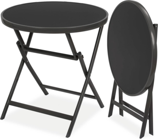Gartentisch Milano - Runde Glastischplatte - 70 cm Ø - Klappbar - Wetterfest - Metall