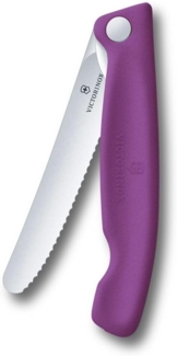 Victorinox Swiss Classic Faltbares Picknick-Messer für Wanderungen, Obst, Gemüse, Brötchen, Wurst, mit Wellenschliff, Extra Scharf, Violet