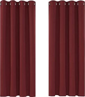 Deconovo Verdunkelungsvorhang Ösen Gardine Wohnzimmer 2er Set H 138 x B 117 cm Rot, Curtains for Living Room