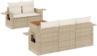 vidaXL 6-tlg. Garten-Sofagarnitur mit Kissen Beige Poly Rattan 3256779