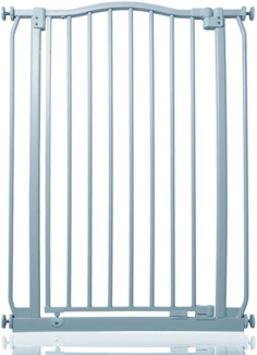 Safetots Extragroßes Treppenschutzgitter mit gebogenem oberen Teil, 71cm - 80cm, Matt Grau, Extra Hoch 100cm in der Höhe, Treppenschutzgitter mit Druckbefestigung, Babygitter für Türen