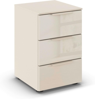 rauch Nachtkommode Nachttisch Nachtschrank Nachtkonsole FLIPP mit Glasfront (Breite 40 cm), mit 3 Schubladen und Soft-Close-Funktion sowie Glasfront