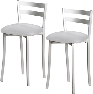 ASTIMESA Zwei Küchenhocker mit Rückenlehne, Metall, Kunstleder, Grau, Sitzhöhe: 45 cm (TABFRGR)