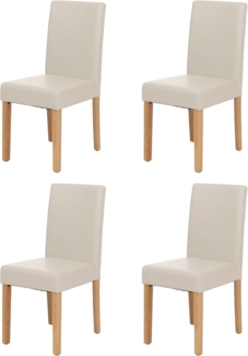 4er-Set Esszimmerstuhl Stuhl Küchenstuhl Littau ~ Leder, weiß helle Beine