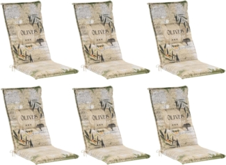 GO-DE Hochlehnerauflage GARDOLI, B 50 x L 120 cm, Beige, 6er Set, (Set, 6 St), Gartenstuhlauflagen für Hochlehnstühle
