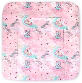 Balbina® Wickelunterlage Wickeltischauflage Wickelauflage baumwolle 75x85 I Pink Einhorn