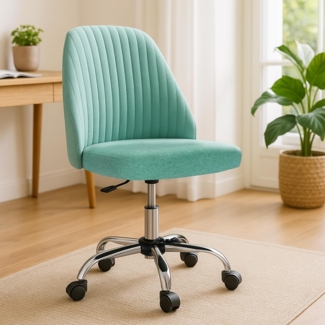 DUMOS Bürostuhl Schreibtischstuhl schminktisch Stuhl kleine Schreibtischstühle mit Rollen niedlicher Drehstuhl mit Rückenlehne armlos Heimbüro