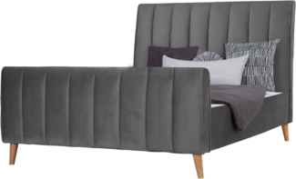 Homestyle4u Polsterbett inkl. Lattenrost, Samt 140x200 Grau