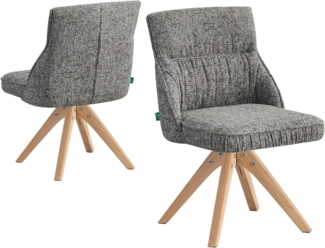 DUBI Möbel Drehstuhl TALINA, 360° drehbar Massivholz Eiche Natur 2er-Set