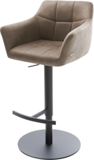 Delife Barstuhl Yulo-Flex Drehfuß höhenverstellbar Metall	, Taupe, Microvelours, Schwarz