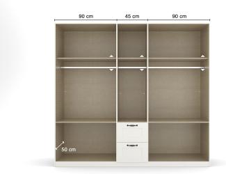 Rauch Möbel Cottage by Quadra Spin Schrank Drehtürenschrank, Weiß, 5-trg. mit Spiegel, inkl. 3 Kleiderstangen, 5 Einlegeböden, 2 Schubkästen, BxHxT 226 x 210 x 54 cm