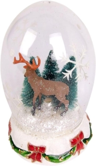 BURI Weihnachts-Glasdeko Schneekugel Weihnachtsdeko Winterdeko Hirsch Tannenbaum