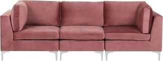 3-Sitzer Modulsofa Samtstoff rosa mit Metallbeinen EVJA